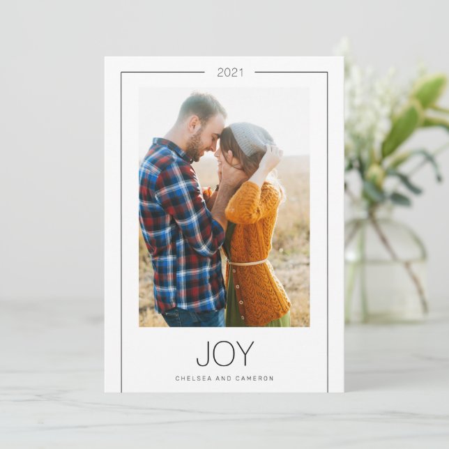 Modern Holiday Joy Photo Card (Standing Front)