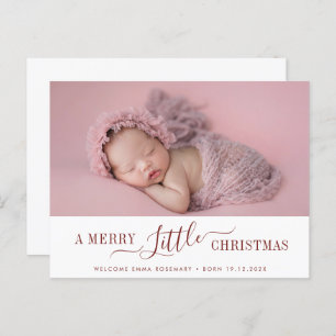 modern holiday lettering birth announcement card