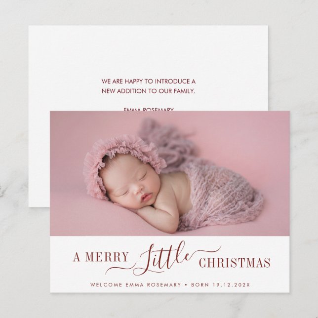 modern holiday lettering birth announcement card (Front/Back)