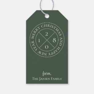 Modern Holiday Logo Forest Green Gift Tags