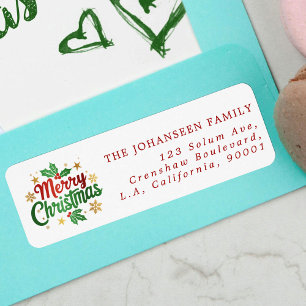 Modern Holiday Merry Christmas Holly Berry Family