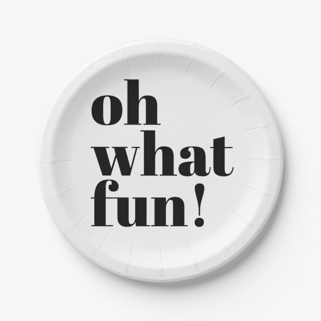 Modern Holiday Minimalist Fun Typography Paper Plate (Front)