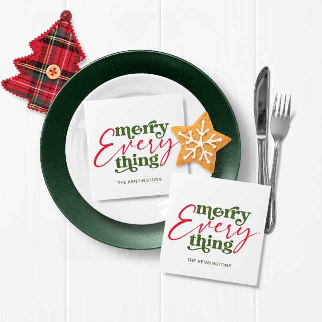Modern Holiday Minimalist Merry Everything Napkin (Creator Uploaded)
