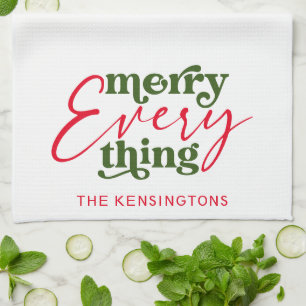 Modern Holiday Minimalist Merry Everything Tea Towel