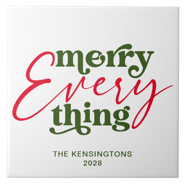 Modern Holiday Minimalist Merry Everything Tile (Front)