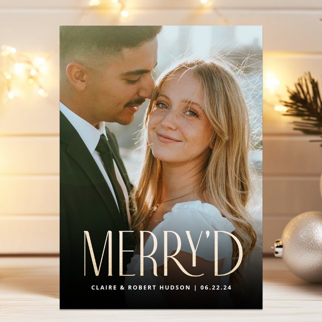 Modern Holiday Newlywed Wedding Announcement (Creator Uploaded)