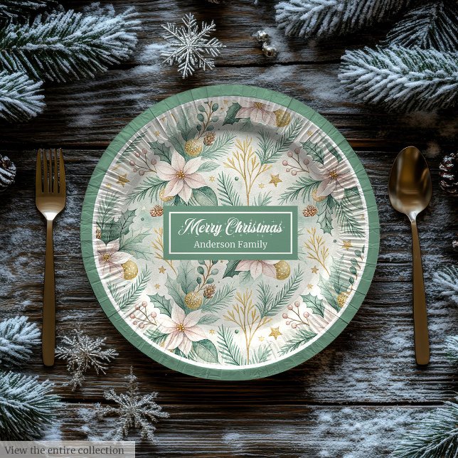 Modern Holiday Paper Plates White Poinsettia Style (Modern Holiday Paper Plates White Poinsettia Style)