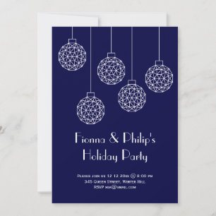 Modern Holiday Party Blue Invitation