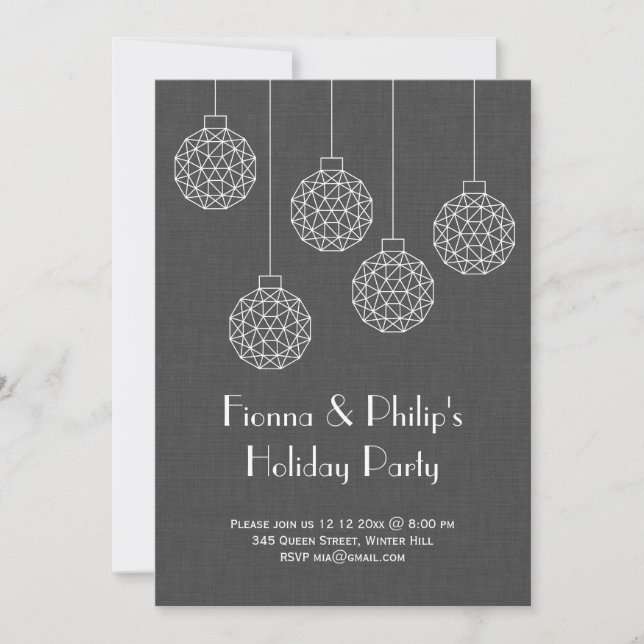 Modern Holiday Party Invitation - grey (Front)