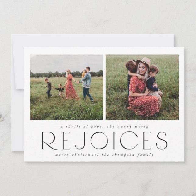 Modern Holiday Photo Card in Black (Front)