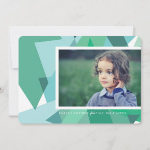 Modern Holiday Photo Card in Green and Blue