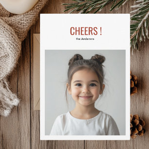 Modern Holiday Photo Card Red Cheers