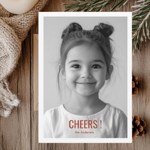  Modern Holiday Photo Card   Red Cheers