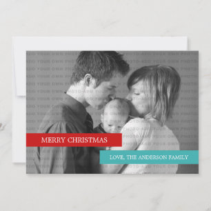 Modern Holiday Photo Card (Red/Teal)