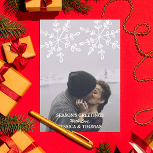 Modern Holiday Photo Snowflakes Christmas Card