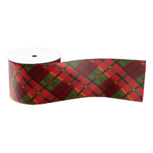 Modern Holiday Plaid Pattern in Red and Green Grosgrain Ribbon