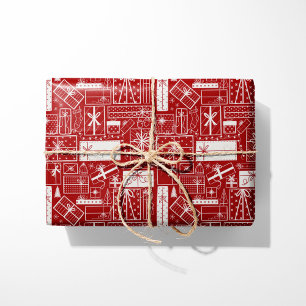 Modern Holiday Presents Red and White Wrapping Paper