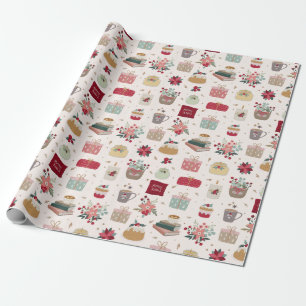 Modern Holiday Reading Books Christmas Wrapping Paper