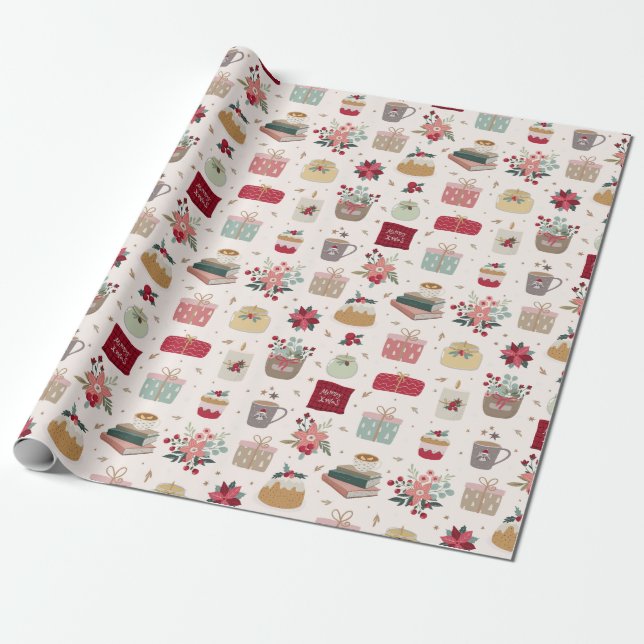 Modern Holiday Reading Books Christmas Wrapping Paper (Unrolled)