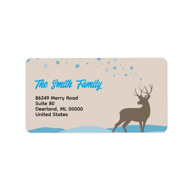 Modern Holiday Return Address Label Cute Deer (Front)