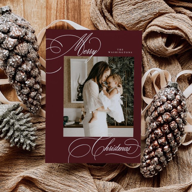 Modern Holiday Script Merry Christmas Photo Card (Creator Uploaded)