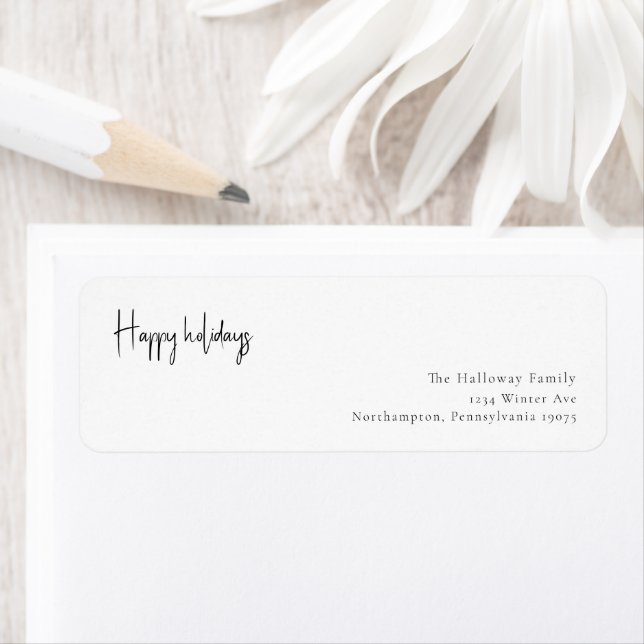 Modern Holiday Script Return Address Envelope (Insitu)