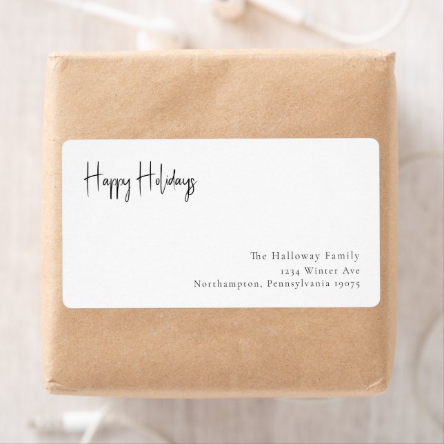 Modern Holiday Script Return Address Package Label (Insitu)
