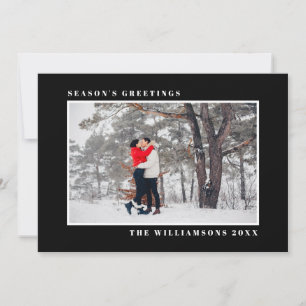 Modern Holiday Season's Greetings Photo Black Card