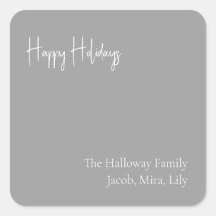 Modern Holiday   Silver Square Family Gift Sticker