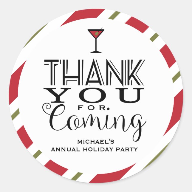 Modern Holiday, Thank You Classic Round Sticker (Front)