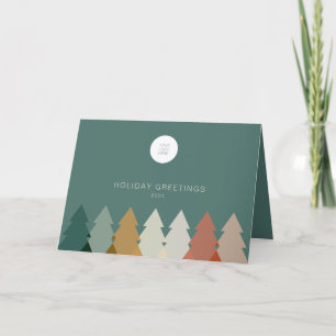 Modern Holiday Tree With Logo Folded Business Card