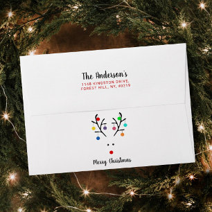 Modern Holiday Whimsical Reindeer Christmas Envelope