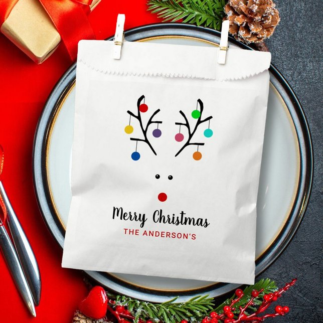 Modern Holiday Whimsical Reindeer Christmas Favour Bags (Creator Uploaded)
