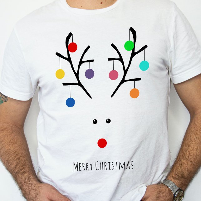 Modern Holiday Whimsical Reindeer Christmas T-Shirt (Creator Uploaded)