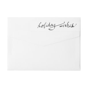 Modern Holiday Wishes Black Calligraphy Script Wrap Around Label