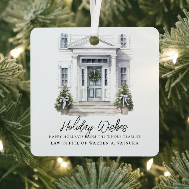 Modern Holiday Wishes Business Metal Tree Decoration (Insitu)