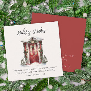 Modern Holiday Wishes Business Square Business Card