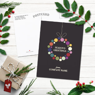 Modern Holiday Wreath Corporate Christmas Postcard