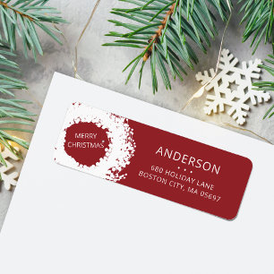Modern Holiday Wreath Return Address Red