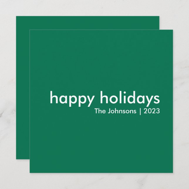 Modern Holidays | Minimalist Happy Christmas Green Holiday Card (Front/Back)