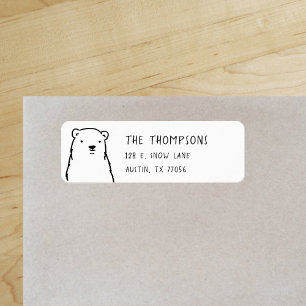 Modern Holidays Winter Polar Bear Return Address