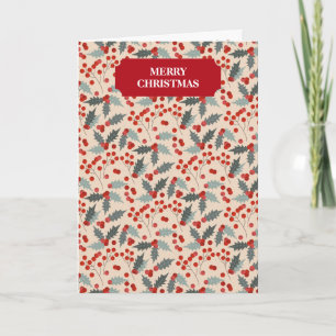 Modern Holly Berry Christmas Botanical Christmas Holiday Card