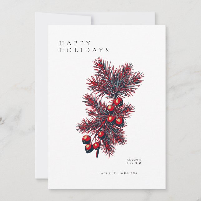 Modern Holly Berry Hope Poster Corporate Christmas Thank You Card (Front)