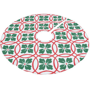 Modern Holly Berry Pattern Brushed Polyester Tree Skirt