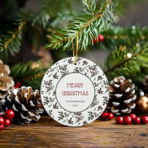 Modern Holly Christmas Botanical Berries Pattern