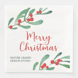Modern Holly Company Christmas Napkin