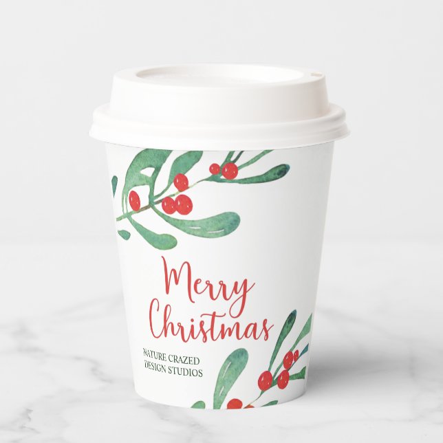 Modern Holly Company Christmas Paper Cups (Front)