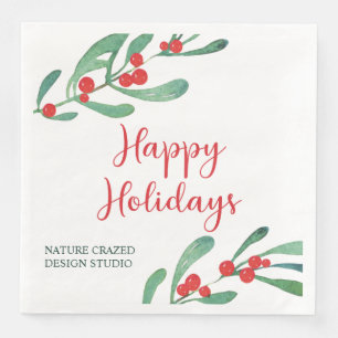 Modern Holly Company Holiday Party Napkin