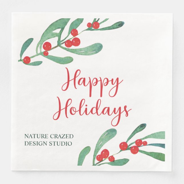 Modern Holly Company Holiday Party Napkin (Front)