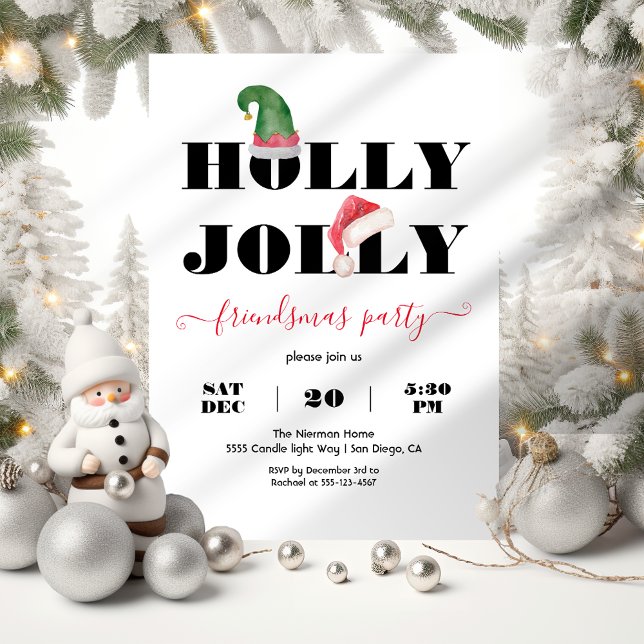 Modern  Holly Jolly Friendsmas Christmas Party Invitation (Creator Uploaded)